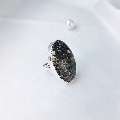 925 Sterling Silver Natural Turtella Jasper Gemstone Statement Ring