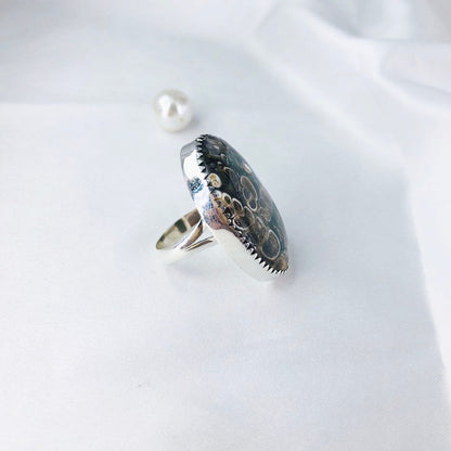 925 Sterling Silver Natural Turtella Jasper Gemstone Statement Ring