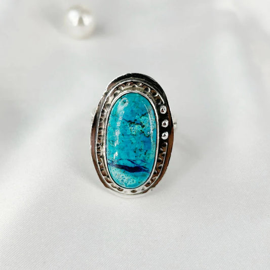 925 Sterling Silver Natural Shattuckite Gemstone Ring For Her