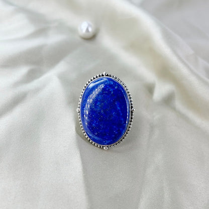 925 Sterling Silver Lapis Lazuli Gemstone Statement Ring