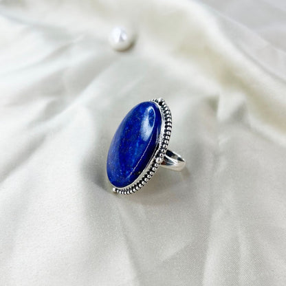 925 Sterling Silver Lapis Lazuli Gemstone Statement Ring