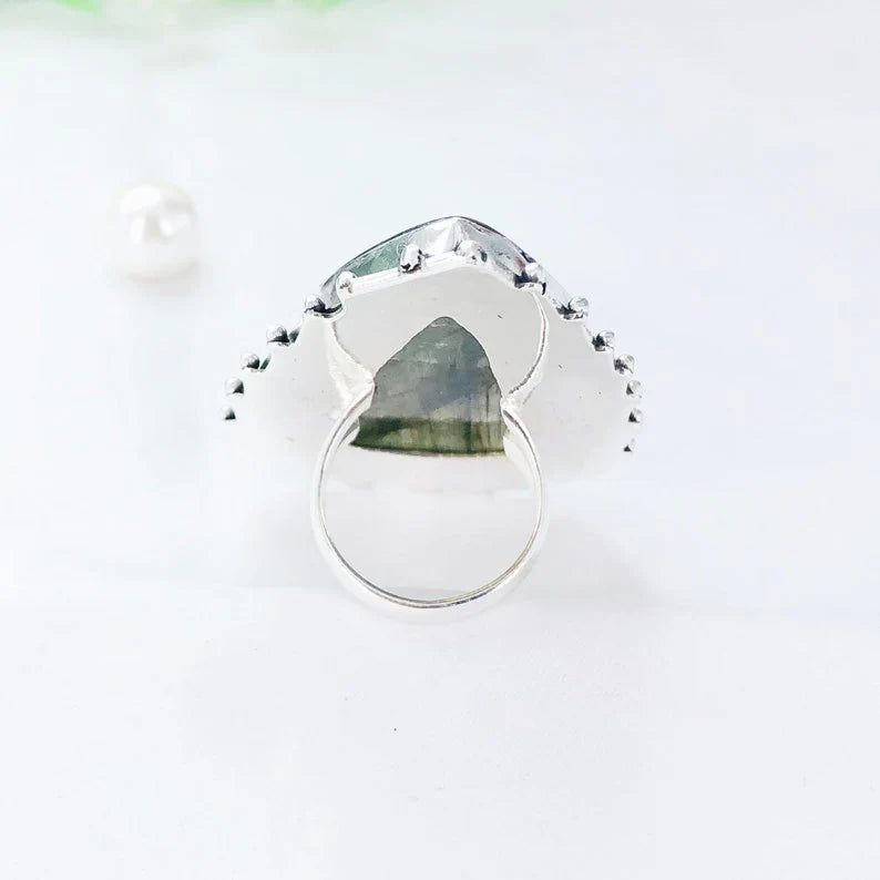 Labradorite Gemstone 925 Sterling Silver&nbsp;Statement Boho Ring Gift For Her