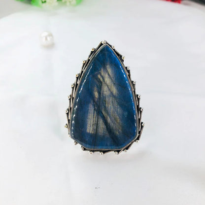 Labradorite Gemstone 925 Sterling Silver&nbsp;Statement Boho Ring Gift For Her