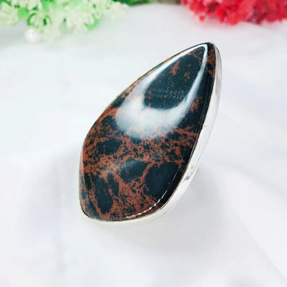 Unique Mahogany Jasper Gemstone 925 Sterling Silver Statement Ring Gift For Her