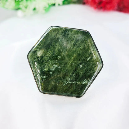 925 Sterling Silver Hexagon Vesuvianite Gemstone Boho Statement Ring Gift For Her