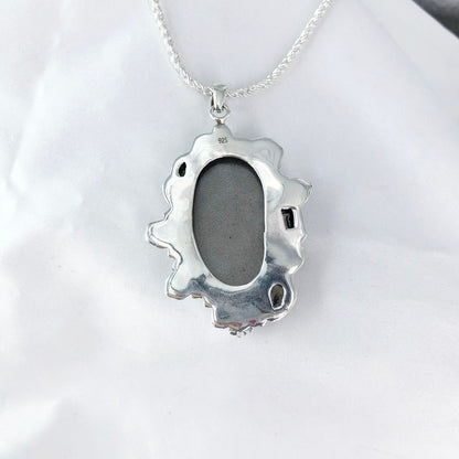 Natural Rainbow Moonstone Necklace 925 Sterling Silver Sheen Obsidian Unique Gemstone Pendant Gift For Her