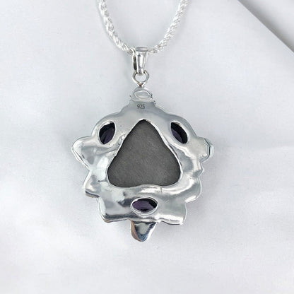 925 Sterling Silver Sheen Obsidian Gemstone Boho Pendant Amethyst Gemstone Pendant Gift For Her