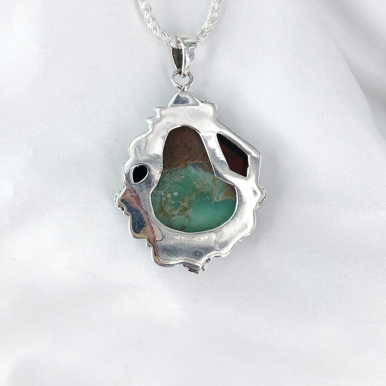 925 Sterling Silver Natural Chrysoprase Gemstone Pendant Multi Gemstone Pendant Gift For Her