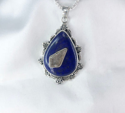 Lapis Lazuli Gemstone 925 Sterling Silver Boho Women Pendant Gift For Her