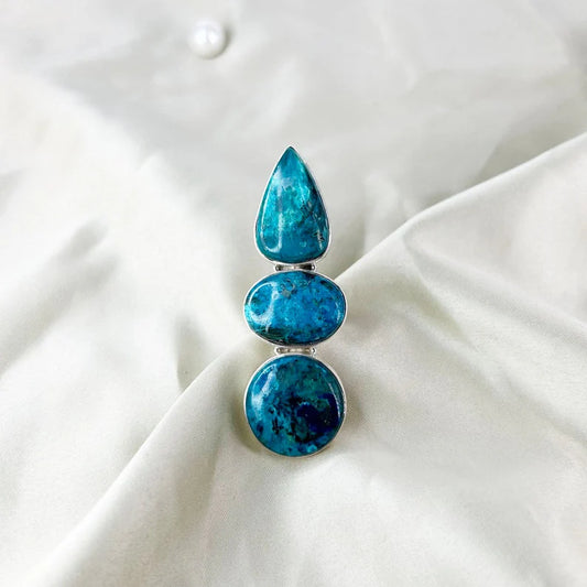 925 Sterling Silver Shattuckite Gemstone Statement Ring