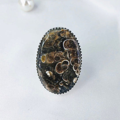 925 Sterling Silver Natural Turtella Jasper Gemstone Statement Ring