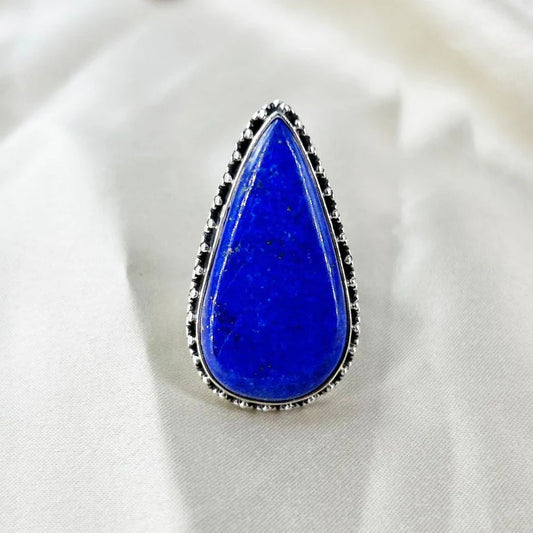 925 Sterling Silver Natural Lapis Lazuli Gemstone Women Gift Ring