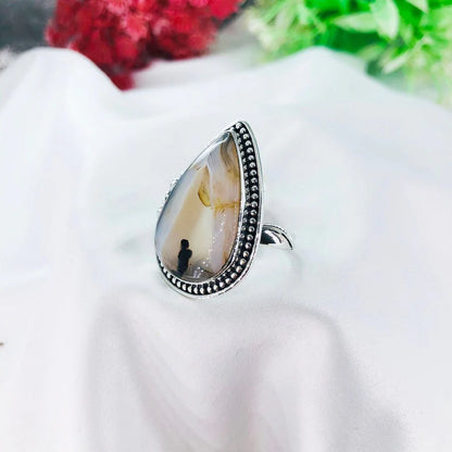 Sterling Silver Montana Agate Gemstone Boho Artisan Ring