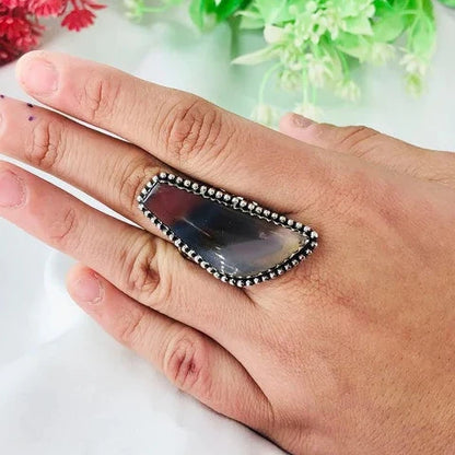 Designer Botswana Agate Ring in 925 Sterling Silver Unique Gemstone Ring For Women