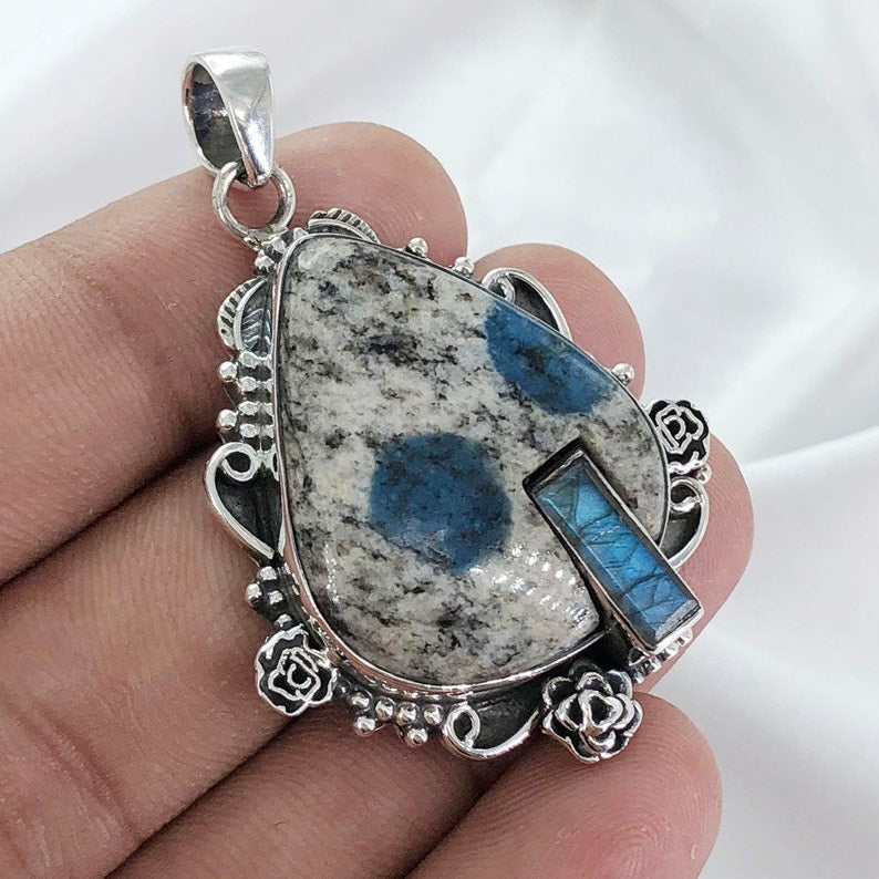 925 Sterling Silver K2 Jasper Gemstone Boho Statement Pendant Gift For Women