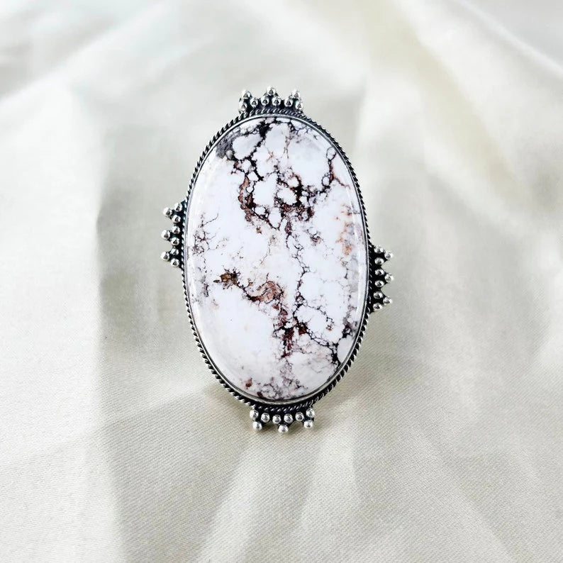 Natural Wild Horse Gemstone Statement Ring Gift For Her