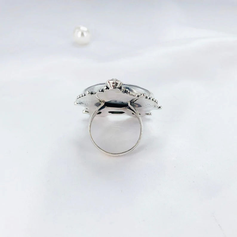 Multi Stone Ring 925 Sterling Silver Natural Dendrite Opal Gemstone Ring