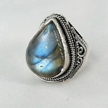 Labradorite Gemstone 925 Sterling Silver Statement Ring Gift For Her