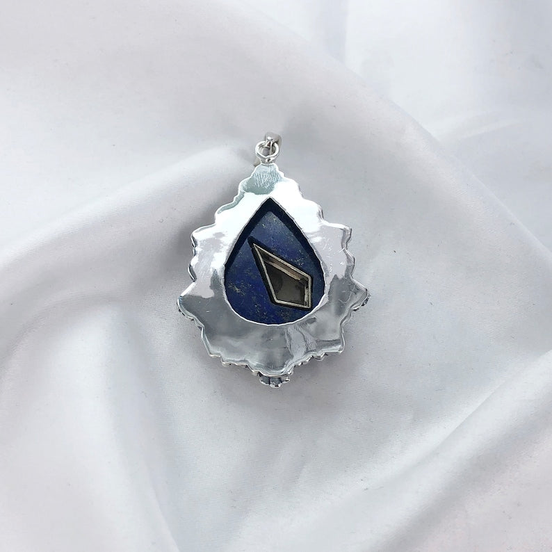 Lapis Lazuli Gemstone 925 Sterling Silver Boho Women Pendant Gift For Her