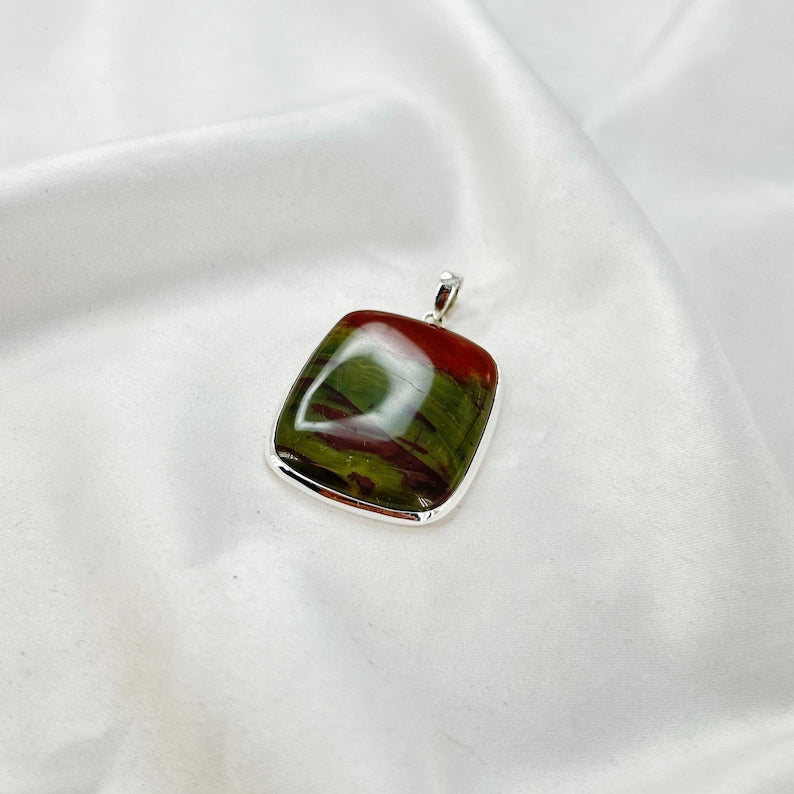 925 Sterling Silver Bloodstone Statement Pendant