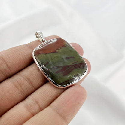 925 Sterling Silver Bloodstone Statement Pendant