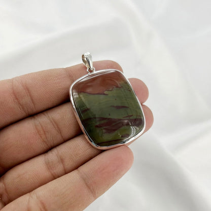 925 Sterling Silver Bloodstone Statement Pendant