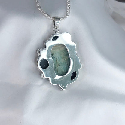 Natural Amazonite Gemstone 925 Sterling Silver Pendant Multi Stone Statement Pendant