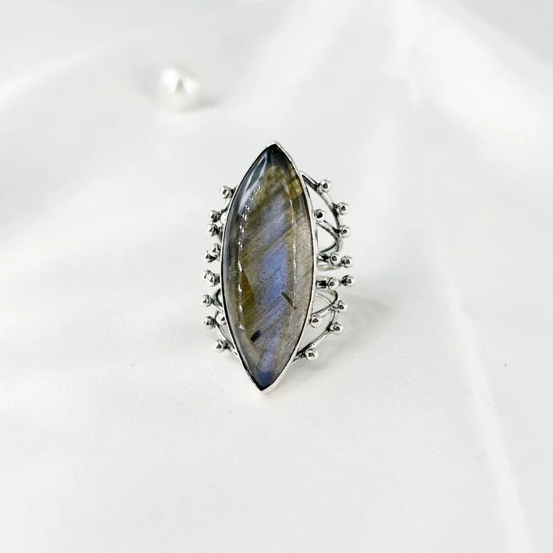 925 Sterling Silver Labradorite Gemstone Ring For Women Gift For Her