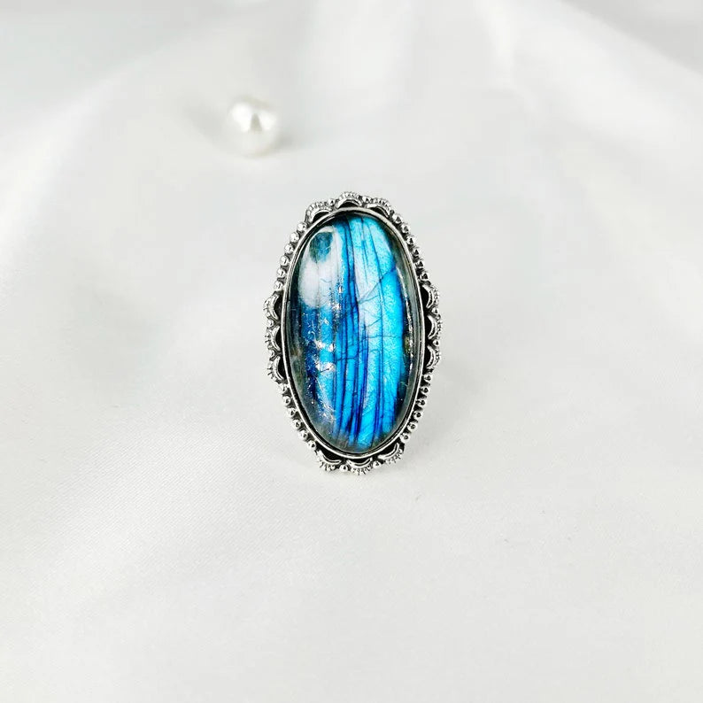 Labradorite Ring 925 Sterling Silver Statement Ring Gifts For Women