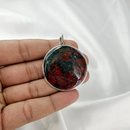 925 Sterling Silver Bloodstone Pendant Jewelry Gift For Her