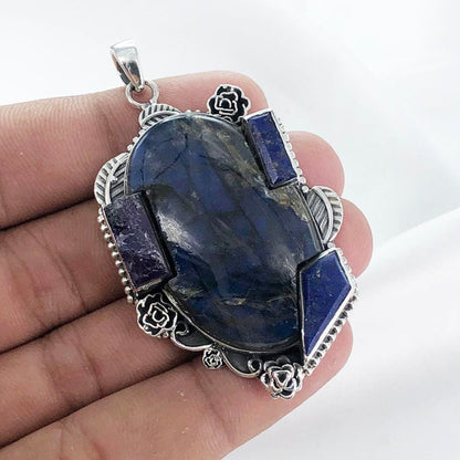 925 Sterling Silver Labradorite 925 Pendant Gemstone Designer Women's Pendant