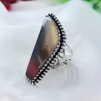 Designer Botswana Agate Ring in 925 Sterling Silver Unique Gemstone Ring For Women