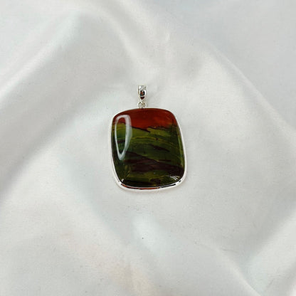 925 Sterling Silver Bloodstone Statement Pendant