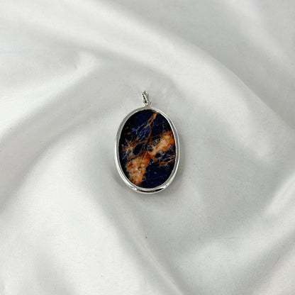 Natural Sodalite Gemstone 925 Sterling Silver Women Statement Pendant