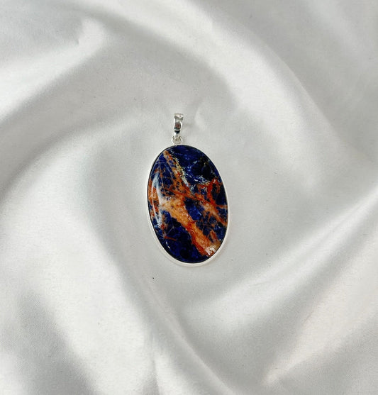 Natural Sodalite Gemstone 925 Sterling Silver Women Statement Pendant