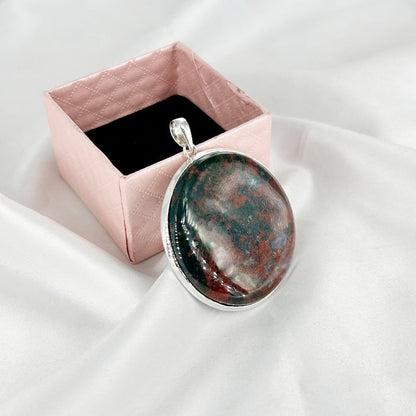 925 Sterling Silver Bloodstone Pendant Jewelry Gift For Her