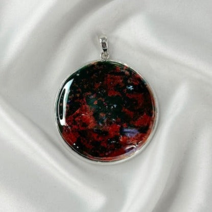 925 Sterling Silver Bloodstone Pendant Jewelry Gift For Her