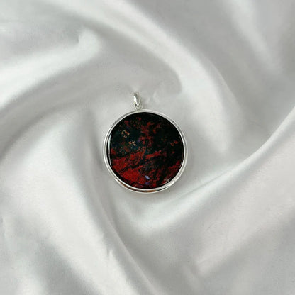 925 Sterling Silver Bloodstone Pendant Jewelry Gift For Her