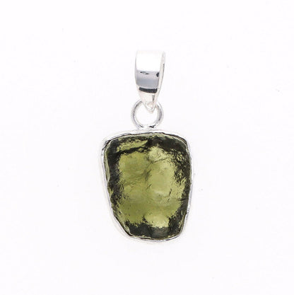 925 Sterling Silver Authentic Moldavite Gemstone Women's Minimalist Pendant