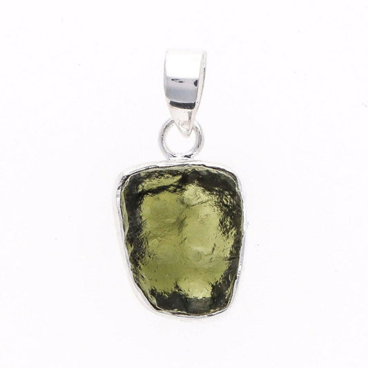 925 Sterling Silver Authentic Moldavite Gemstone Women's Minimalist Pendant