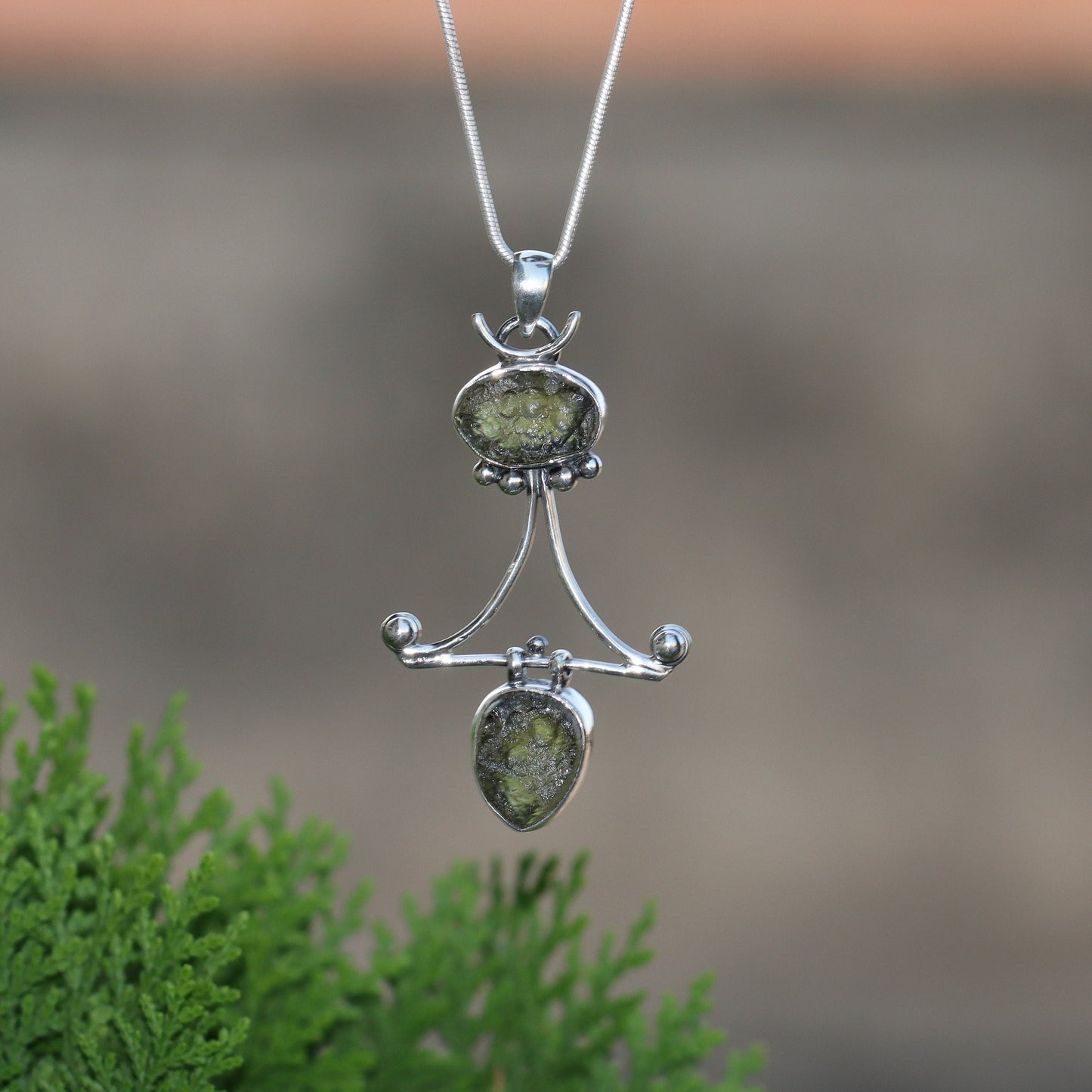 Sterling Silver Czech Republic Moldavite Pendant Jewelry Gift For Her