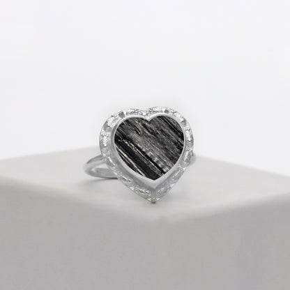 Black Tourmaline Gemstone 925 Sterling Silver Minimalist Heart Ring Gift For Her