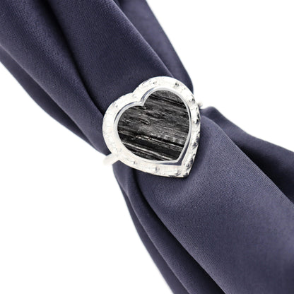 Black Tourmaline Gemstone 925 Sterling Silver Minimalist Heart Ring Gift For Her