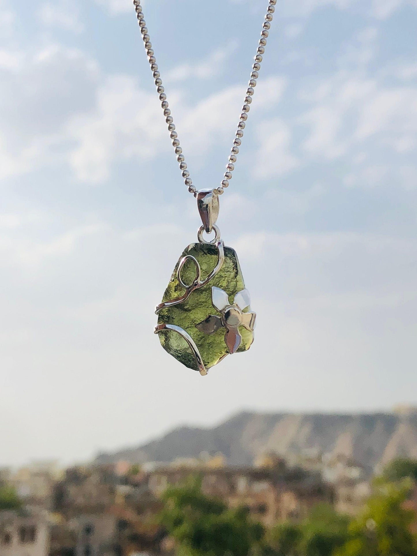 Czech Republic Moldavite Gemstone 925 Sterling Silver Women's Pendant Gift For Her