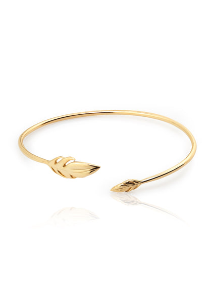 Leaf Bangle 925 Sterling Silver Gold Bangle